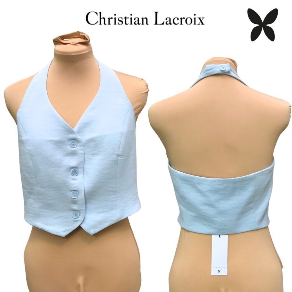 Christian Lacroix [NWT - Size 10] Light Blue Button-Down Halter Vest